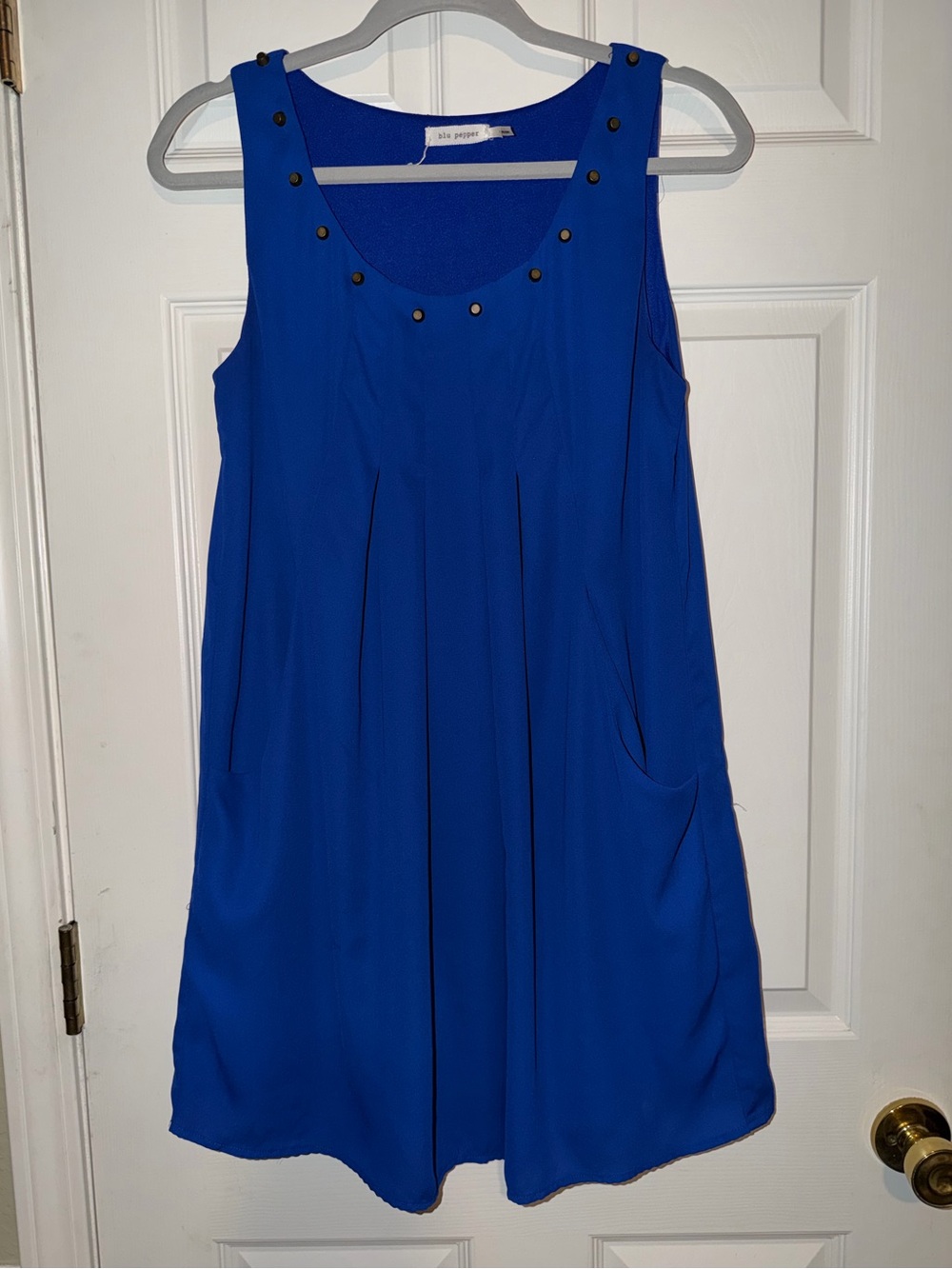 Blu Pepper‎ Royal Blue Sleeveless Shift Dress with Stud Accents